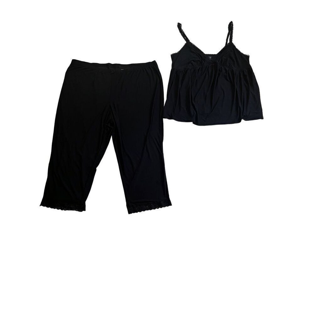 George Jersey black Cropped Sleep Pant Pajama set Size 2X